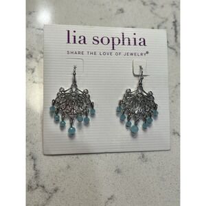 Lia Sophia "Seascape" Silver Tone with Resin Beads Earrings